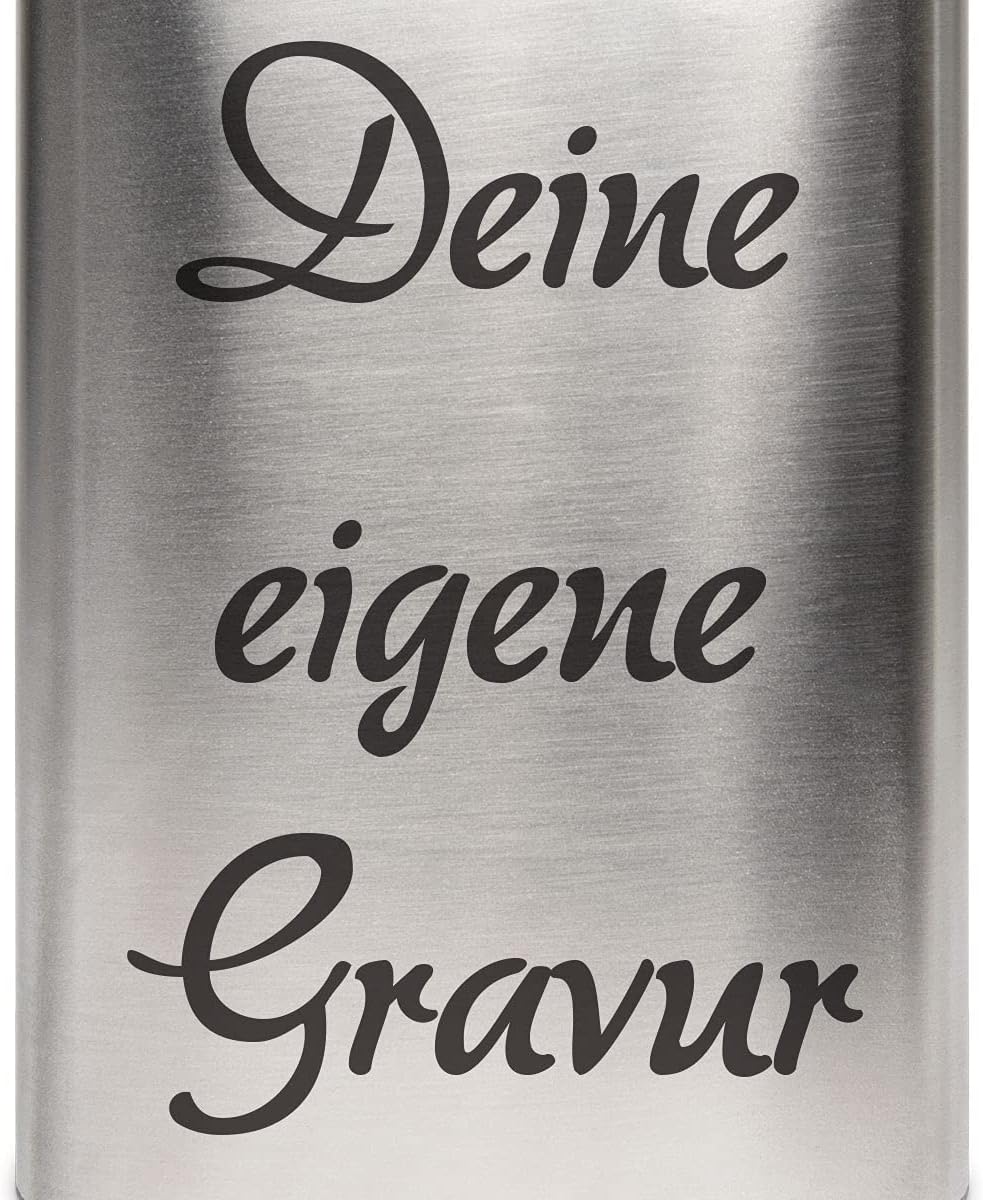 Edelstahl Flachmann 237 ml silber inkl. individuelle Gravur in Schwarz von Paule Black - personalisi