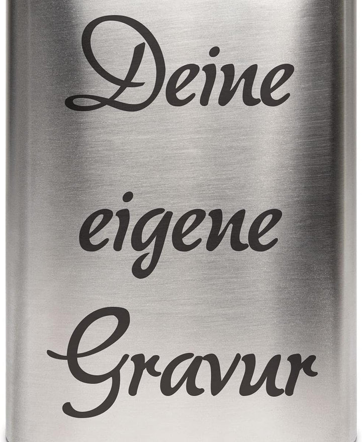 Edelstahl Flachmann 237 ml silber inkl. individuelle Gravur in Schwarz von Paule Black - personalisi