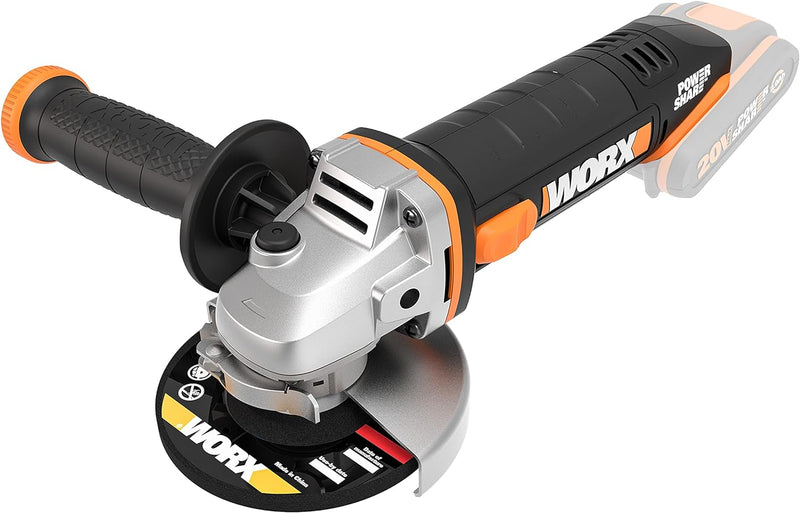 WORX WX800.9 Li-Ion Akku-Winkelschleifer 20V – Kompakter Schleifer mit schmalem Körper & Zusatzhandg