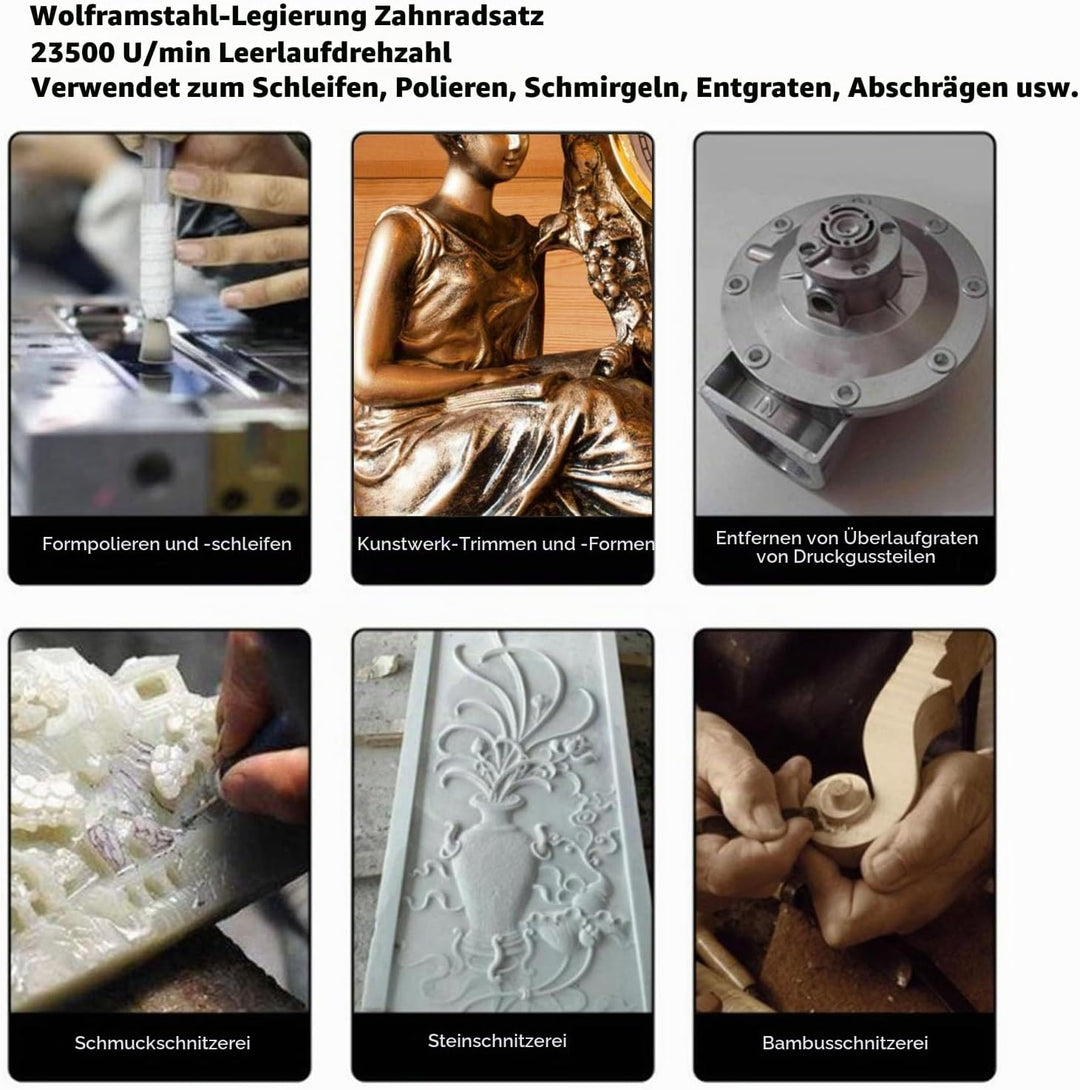 Luft-Mikroschleifer-Set, 23500 U/min, 90 Grad Pneumatischer Stabschleifer, Pneumatischer Mikro-Luft-