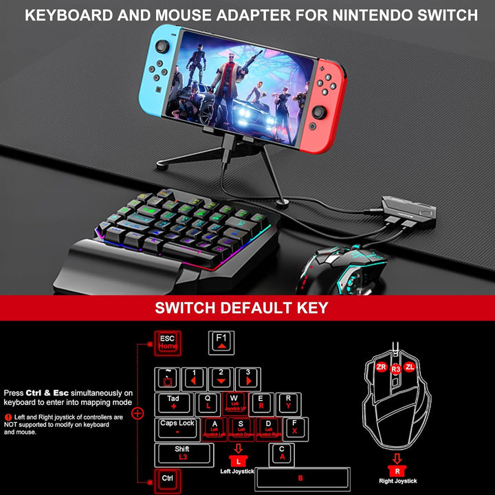 Arvin Tastatur und Maus Adapter für Nintendo Switch/Xbox/PS3/PS4, Kabelgebundene & 2.4G Wireless Mau