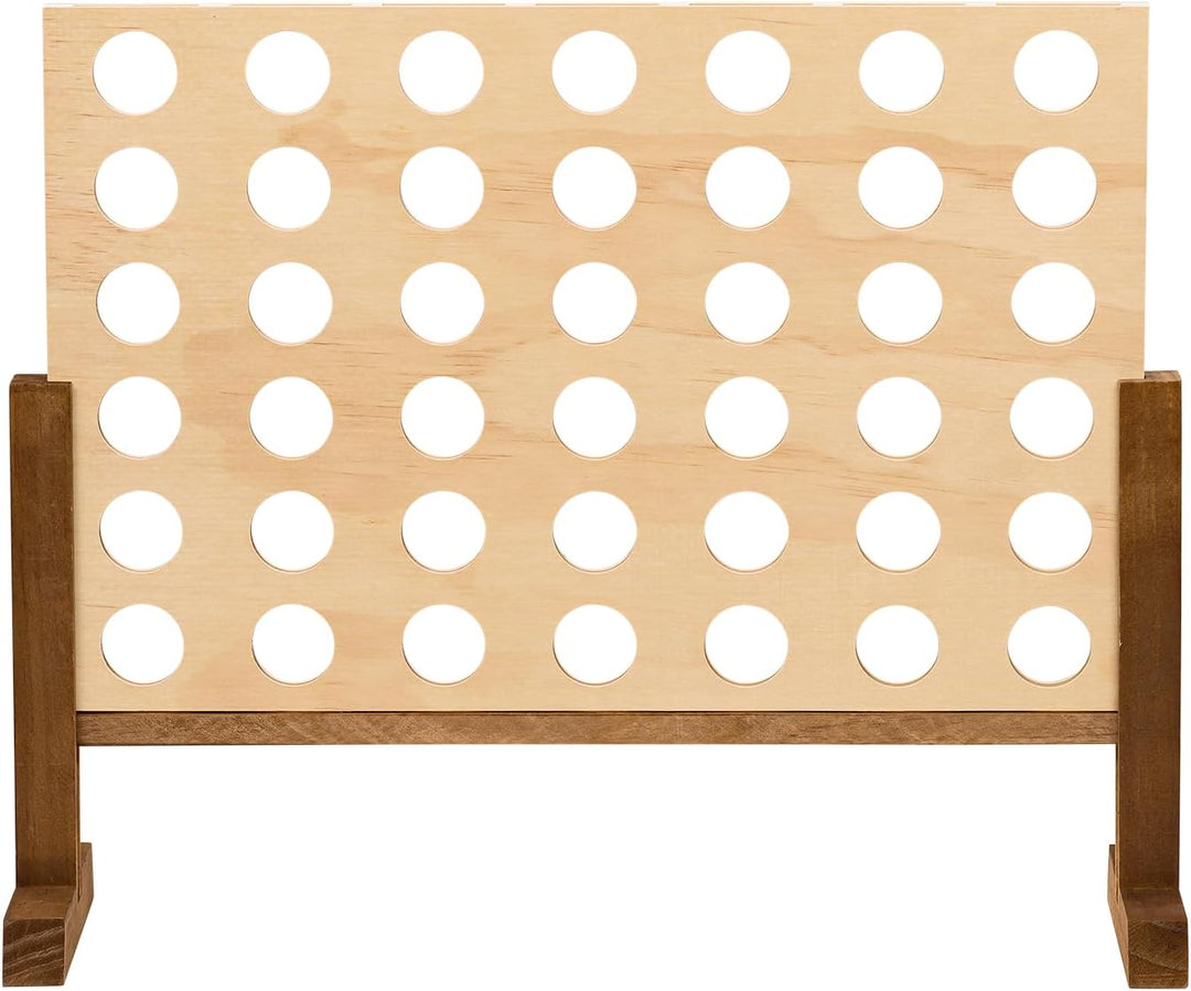 Idena 40378 - Holzspiel 4 in Einer Reihe XXL, 21 Blaue Steine und 21 rote Steine, Grösse 45 x 56 x 1