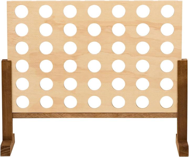 Idena 40378 - Holzspiel 4 in Einer Reihe XXL, 21 Blaue Steine und 21 rote Steine, Grösse 45 x 56 x 1