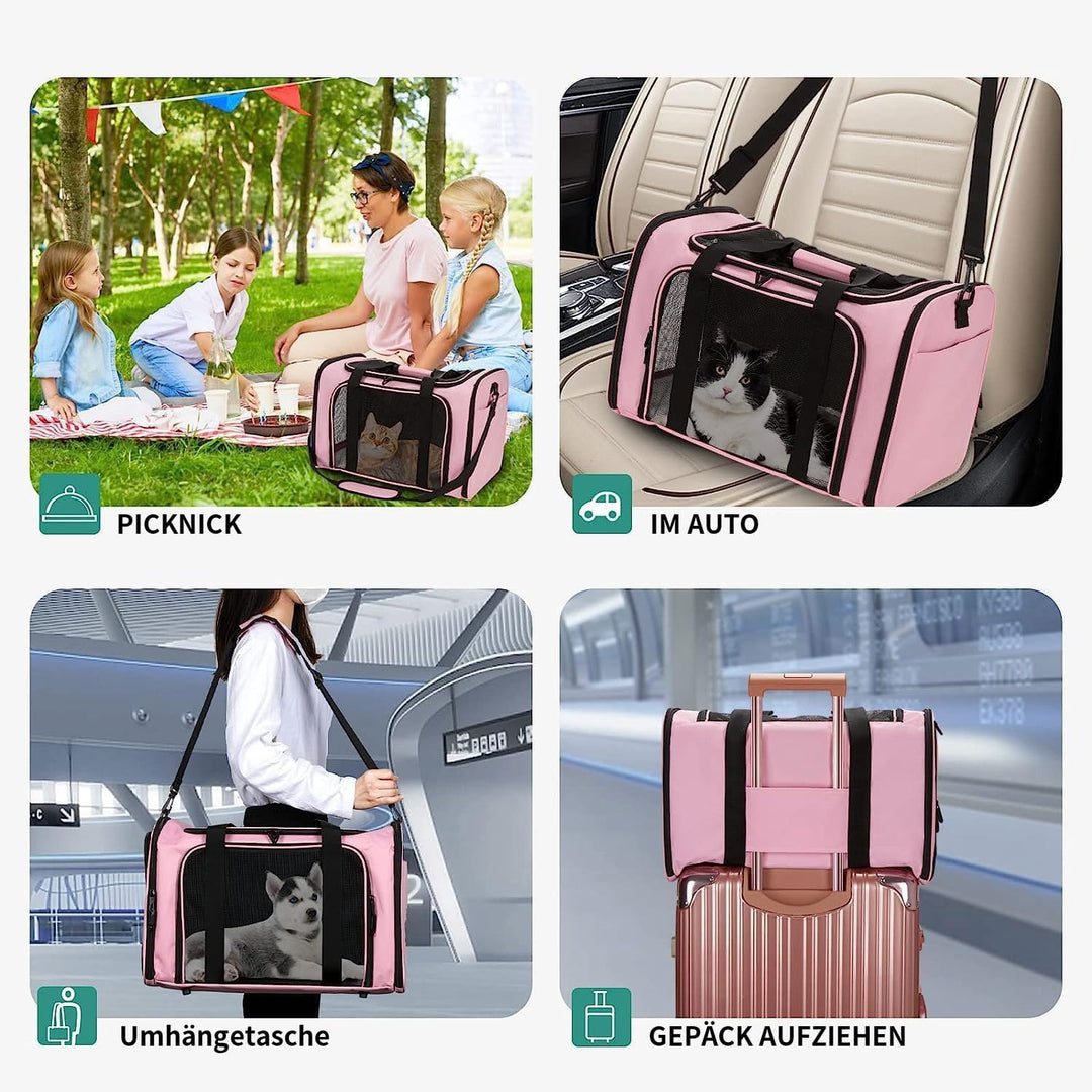 TOFFCAEA Transporttasche für Katze Hund, Hundetransportbox, Faltbare Katzentransportbox, tragbar, 5k