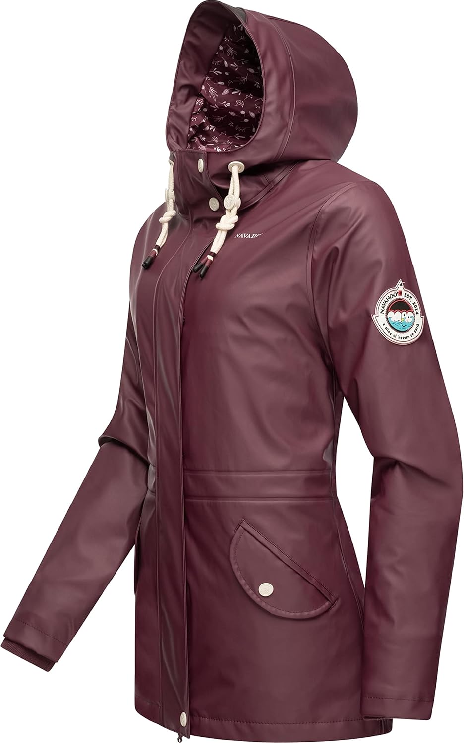 Navahoo Damen Übergangsjacke Regenmantel wasserdicht lang warm gefüttert mit Kapuze Oceans Heart XS-