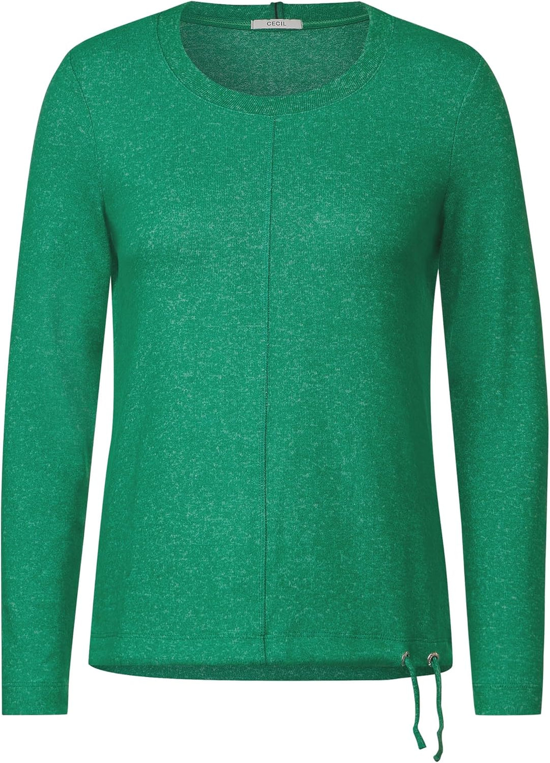 Cecil Damen Cosy Melange Langarmshirt S Easy Green Melange, S Easy Green Melange
