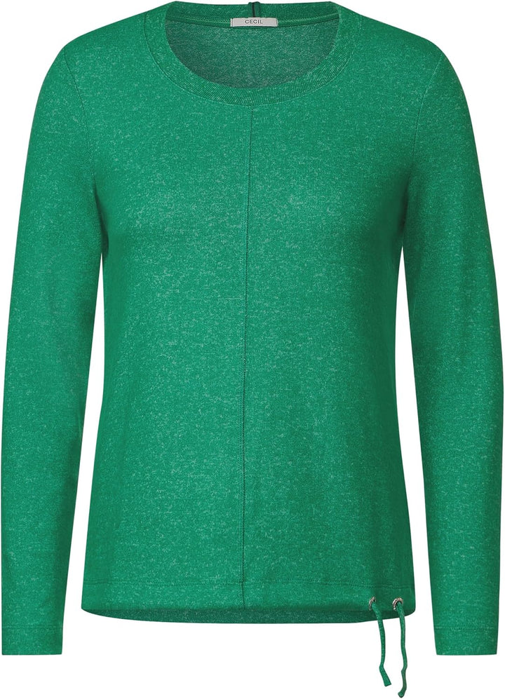 Cecil Damen Cosy Melange Langarmshirt S Easy Green Melange, S Easy Green Melange