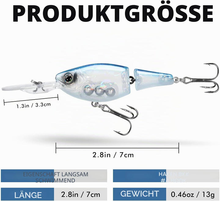 TRUSCEND Kunstköder Hecht, Fisch Köder für Zander Barsch Forellen Wobbler Swimbait, Angelköder Fisch