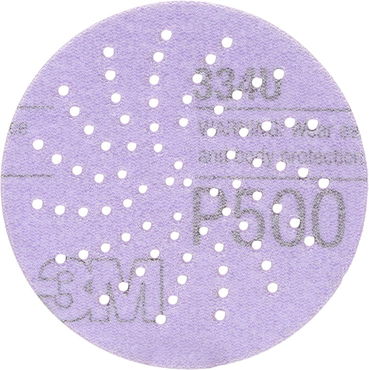 3M Hookit Purple Clean Schleifscheibe 343U, 30272, P500, 50 Scheiben pro Karton 1, 1