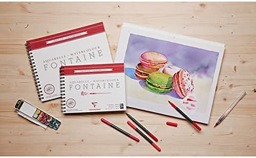 Clairefontaine 96315C Malblock, mit Doppelspirale Aquarellpapier Feinkörnig, Fontaine/Hadern, 30 x 4