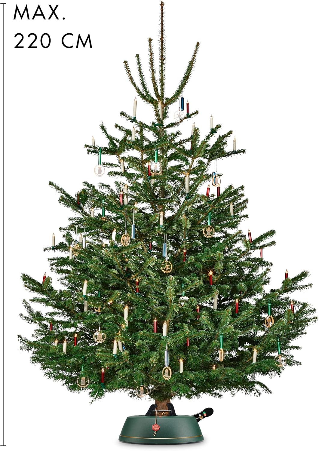 KRINNER Weihnachtsbaum Christbaumständer Comfort S Grün 34cm inkl. Fusspedal- und Einseiltechnik für