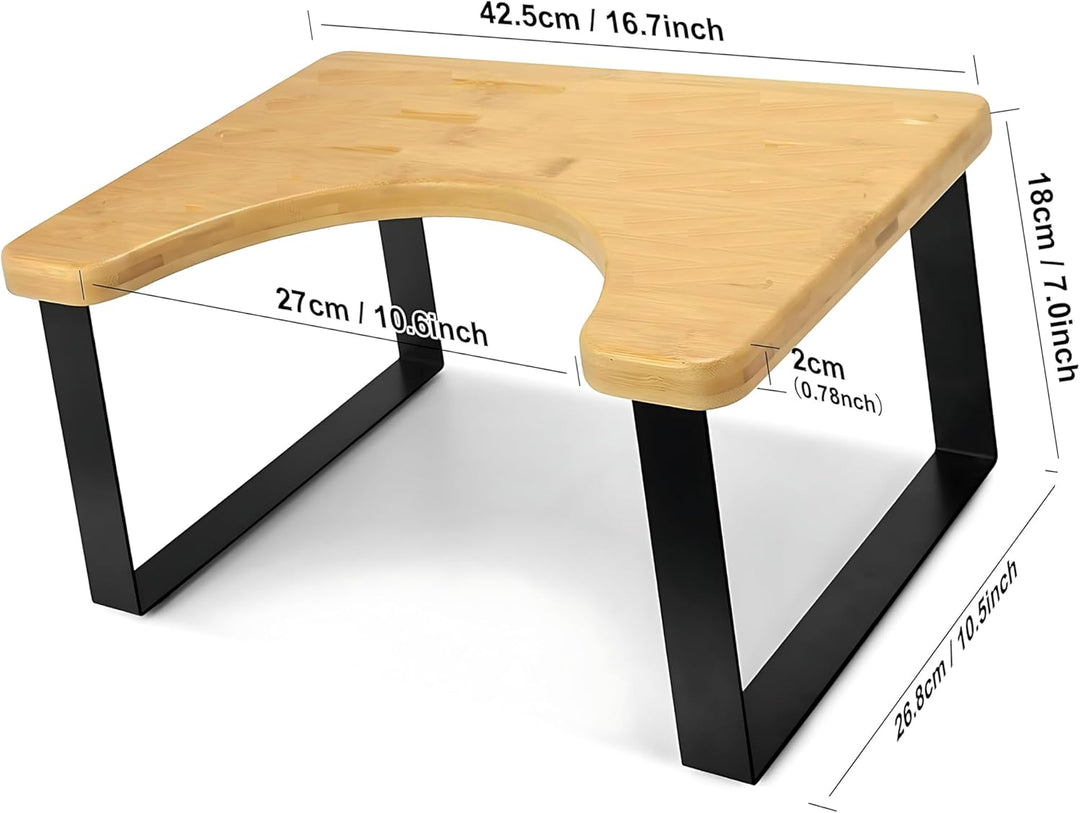 AMSAMOTION Metall mit Holz-Toilettenhocker, 7 Zoll 18CM Badezimmer Kothocker Erwachsene, Anti-Rutsch