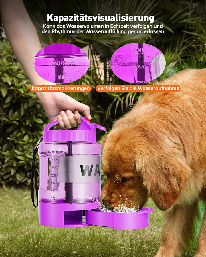 lesotc 2200 ml Trinkflasche für Hunde, Tragbare XXL extra grosse Hundetrinkflasche für unterwegs – C