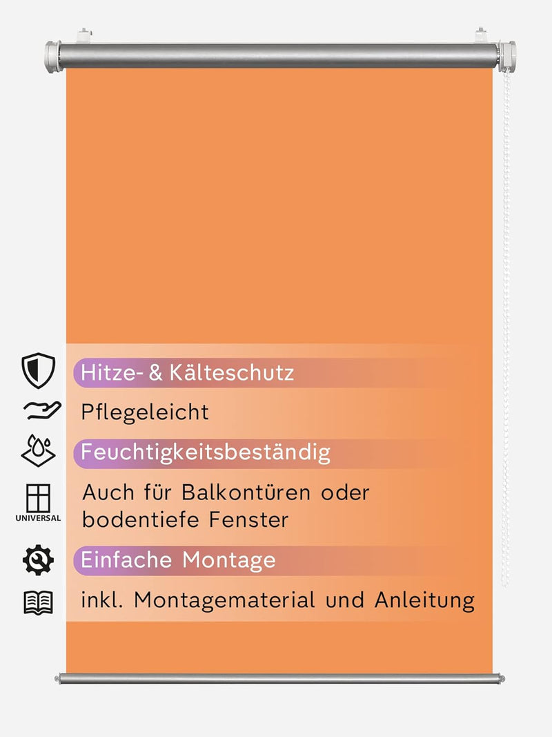 Rikmani Thermorollo ohne Bohren Lichtblick Klemmfix Hitzeschutz Verdunkelungsrollo Wandmontage Sicht