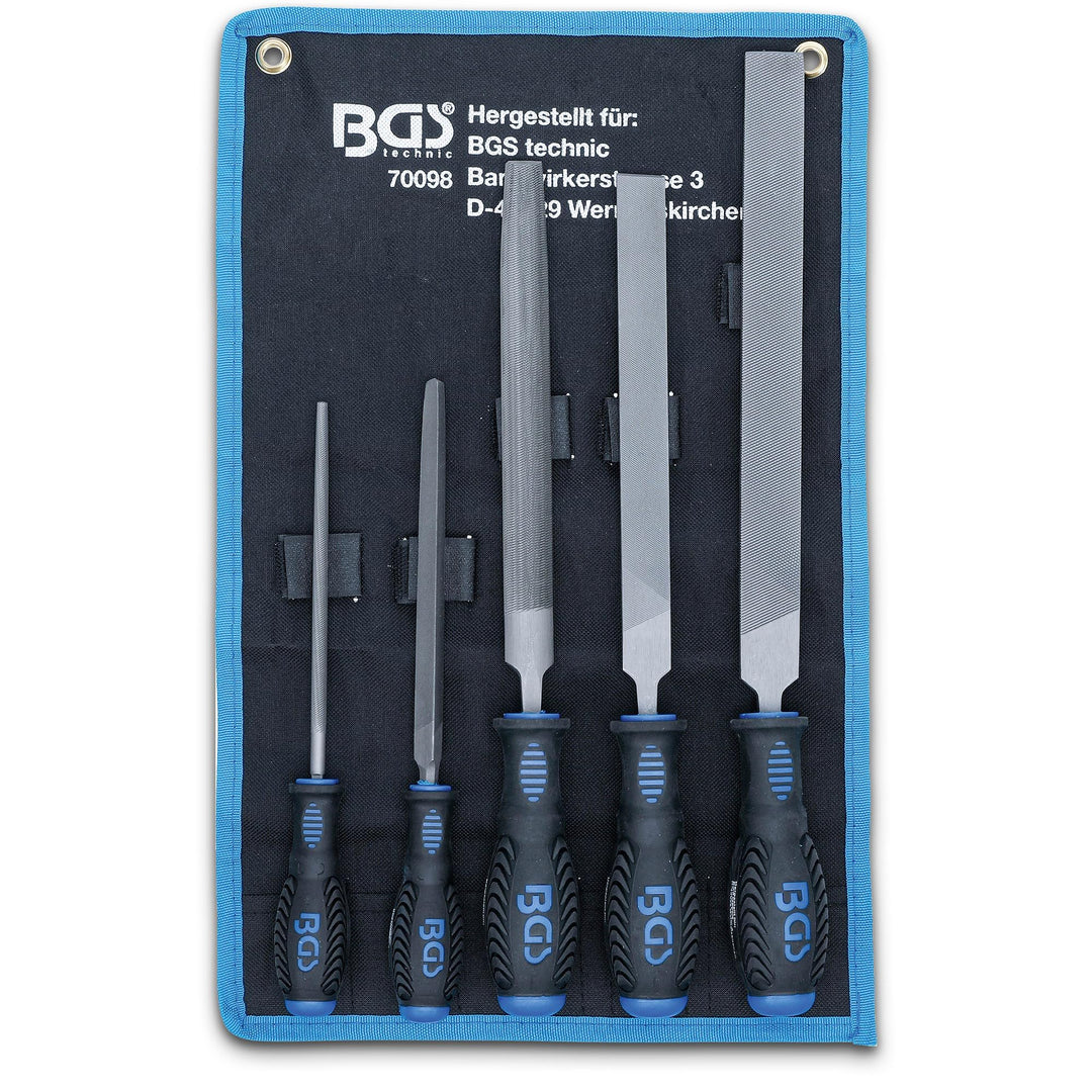BGS 70098 | Werkstattfeilen-Satz | 5-tlg. | Feilen-Set | Flachstumpf-, Halbrund-, Dreikant-, Runde-F