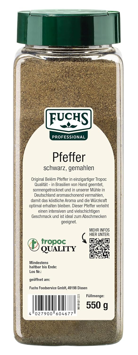 Fuchs Pfeffer schwarz gemahlen (1 x 550 g), 1