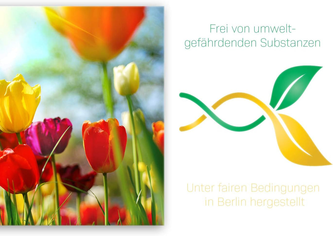 ge Bildet Bild auf Leinwand | Frühlings Tulpen in 120x80 cm als Wandbild XXL | Wand-deko Dekoration