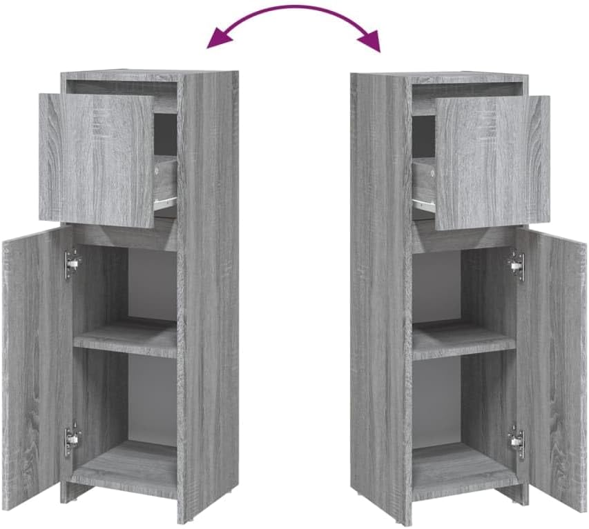 vidaXL Badschrank Grau Sonoma 30x30x95 cm Holzwerkstoff, Grau Sonoma