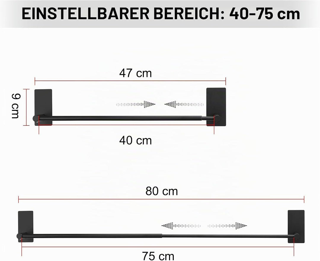 Handtuchhalter Ohne Bohren, Bad Handtuchstange Selbstklebend Wandmontage, Verstellbarer Handtuchhalt