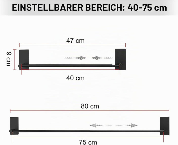 Handtuchhalter Ohne Bohren, Bad Handtuchstange Selbstklebend Wandmontage, Verstellbarer Handtuchhalt