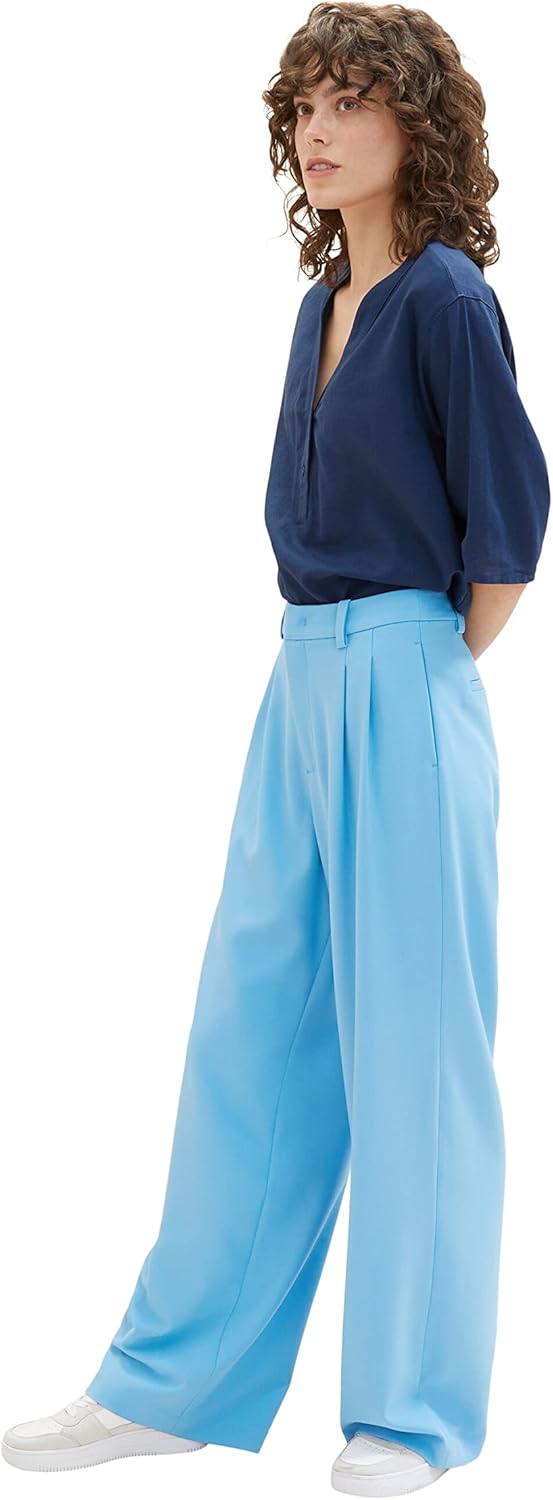 TOM TAILOR Damen Leinen Tunica Bluse 44 11758 - Midnight Sail, 44 11758 - Midnight Sail
