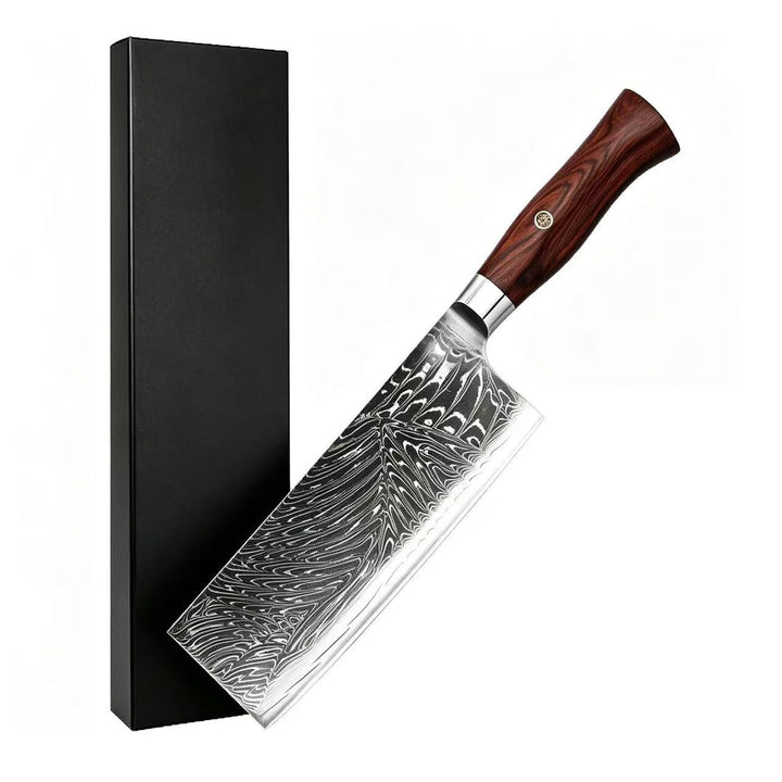 Nakiri Kochmesser Hackmesser Damastmesser 67-lagig geschmiedet, 15° V-Handschliff, ergonomischer Afz