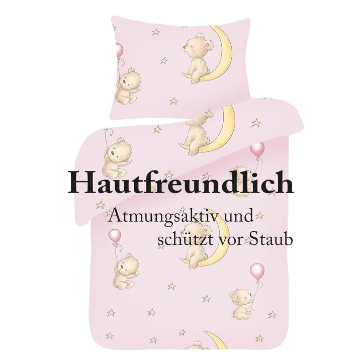Kinder Bettwäsche 2-TLG (100x135cm / 40x60cm) Bettdecken Set, 100% Baumwolle - Babybettwäsche mit Mo