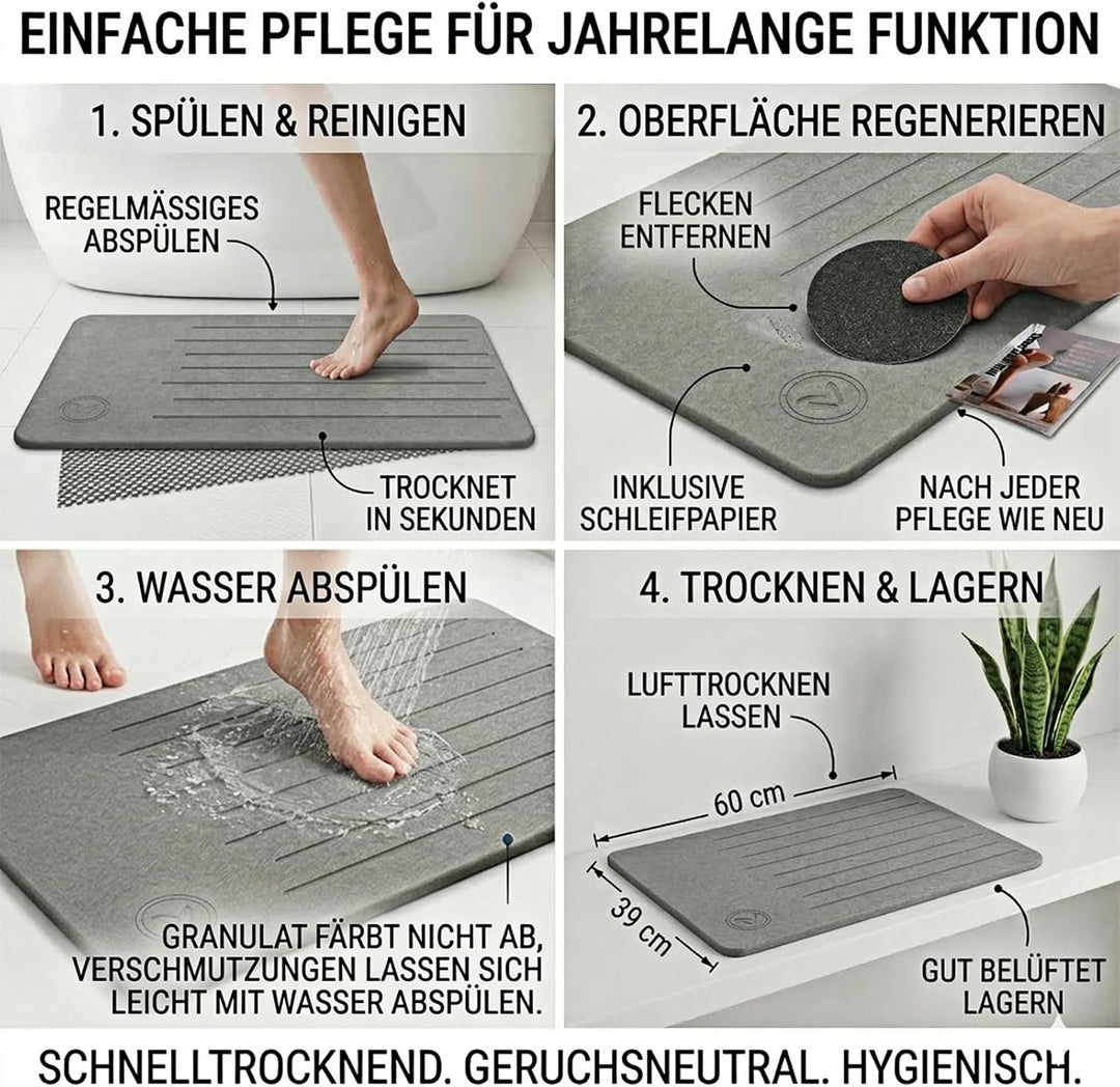Amilutuo Badematte Stein, Diatomite Stone Bath Mat, rutschfeste Stein Badematte, Badematte Stein Sch