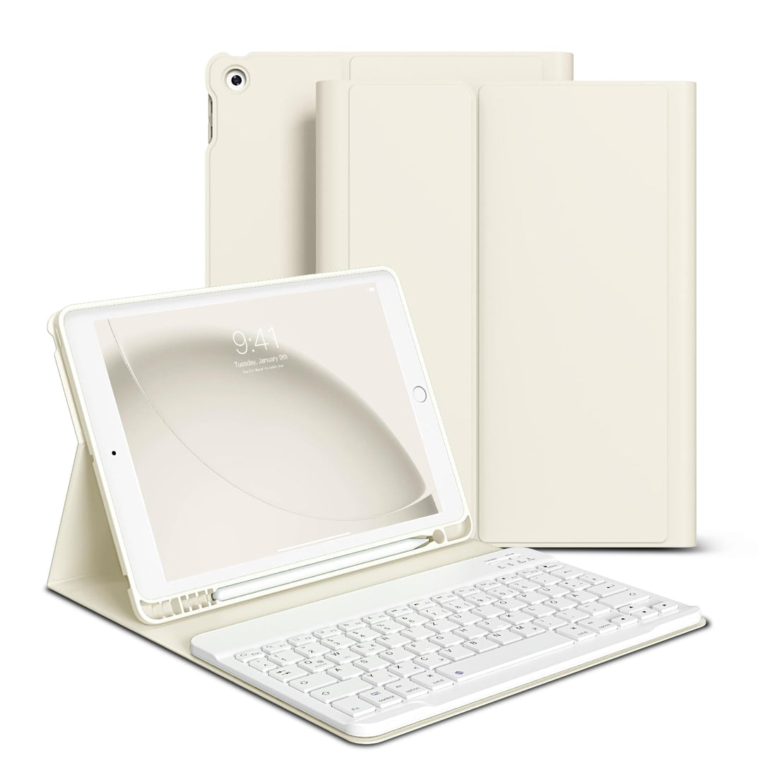 zoyu Hülle mit Tastatur für iPad 9./8./7. Generation 10,2 Zoll 2021/2020/2019, Abnehmbare kabellose