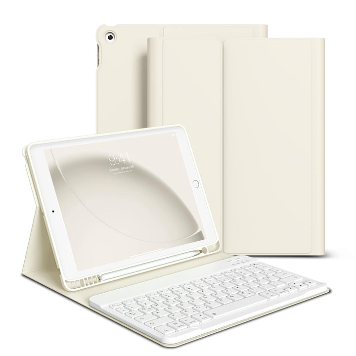 zoyu Hülle mit Tastatur für iPad 9./8./7. Generation 10,2 Zoll 2021/2020/2019, Abnehmbare kabellose