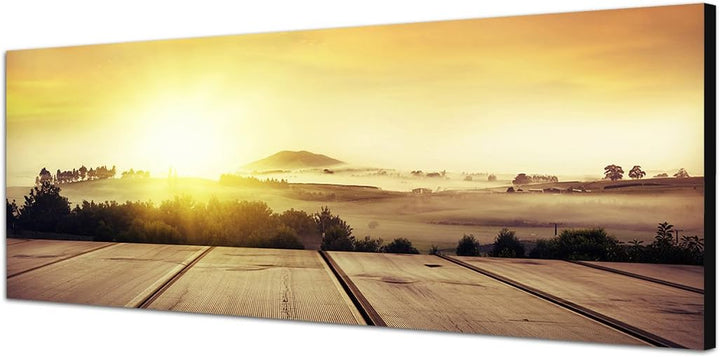 Paul Sinus Art Panoramabild auf Leinwand und Keilrahmen 150x50cm Neuseeland Sommer Landschaft Holzst