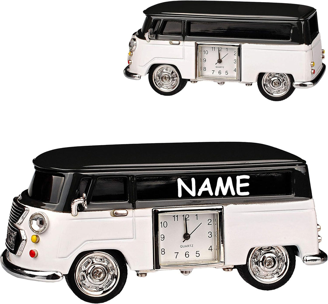 kleine - Tischuhr/Miniatur - Uhr - Auto Bus - Oldtimer - aus Metall - 10 cm - batteriebetrieben - An