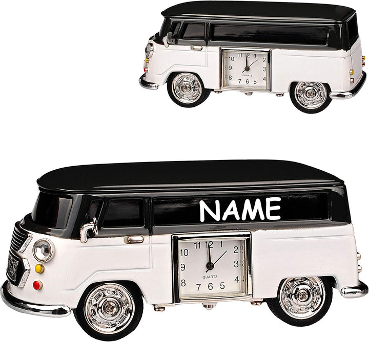 kleine - Tischuhr/Miniatur - Uhr - Auto Bus - Oldtimer - aus Metall - 10 cm - batteriebetrieben - An