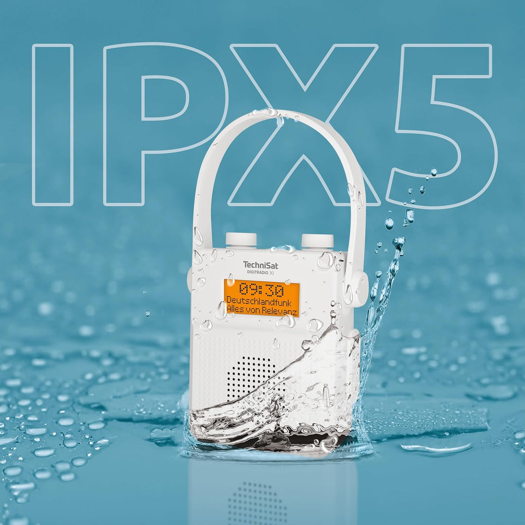 TechniSat DIGITRADIO 30 - wasserdichtes DAB+ Duschradio (UKW, DAB Digitalradio, integrierter Akku, B