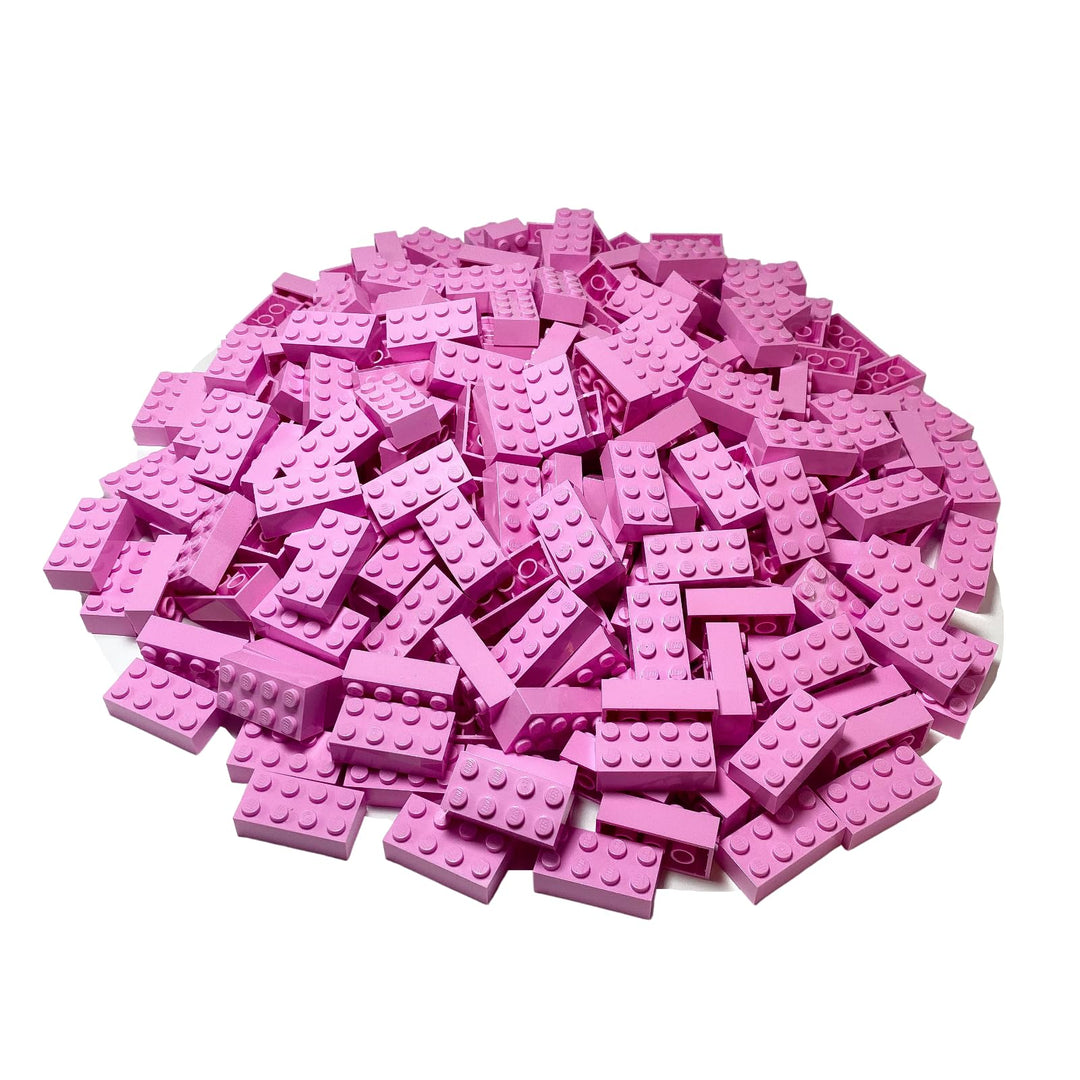 LEGO CITY - 50 Steine im seltenen ROSA PINK mit 2x4 Noppen plus 1 seltener Helm in gold für Mädchen