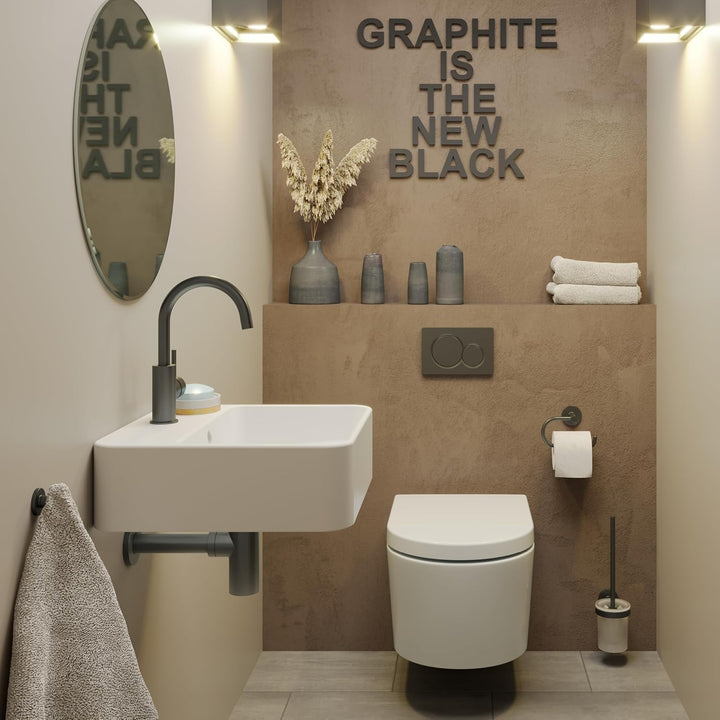 Lenz Bad-Accessoire-Set SIVO in Graphit – 4-teilig – Toilettenpapierhalter, WC-Bürstengarnitur und Z