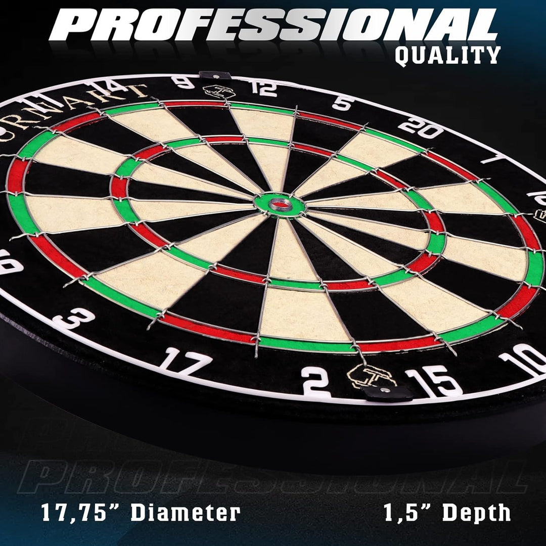 Dartscheibe Kork, 45CM Dart Scheibe, Dartscheibe Steeldart 6 Dartpfeile Metallspitze,Professionelle