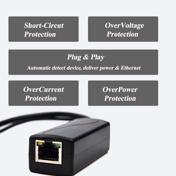 PoE Splitter Gigabit 36W 12V/3A, PoE zu Type-C 12V/3A Ausgang, Gigabit Ethernet gemäss IEEE802.3bt,
