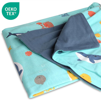 schlummersack Kinder Bettwäsche Set 100x135 Meerestiere aus 100% Baumwolle, Wendbar, mit Reissversch