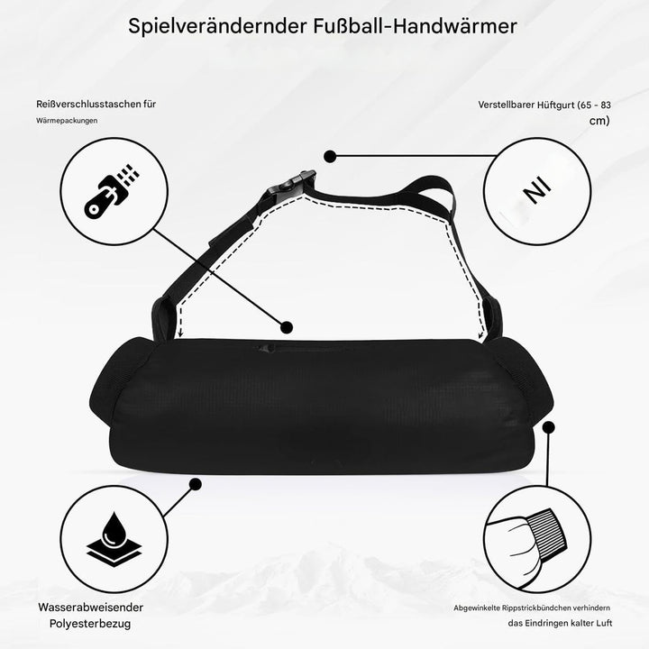 Handwärmer Für Fussball - Verstellbarer Wasserdichter Muff mit Reissverschlusstasche - Handwärmer Fü