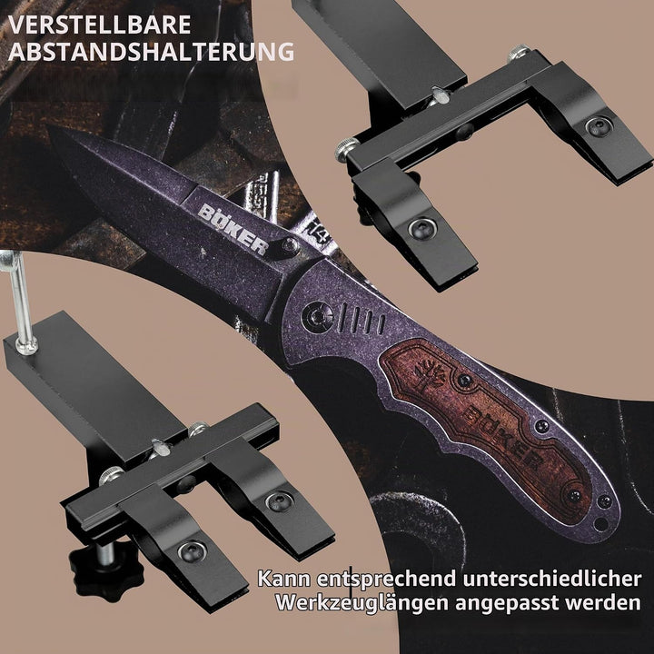 CWOVRS Messerschärfsystem, 360° Dual Klemmensystem Schnellspann-C-Klemme Messerschleifer, 2-Fach Win