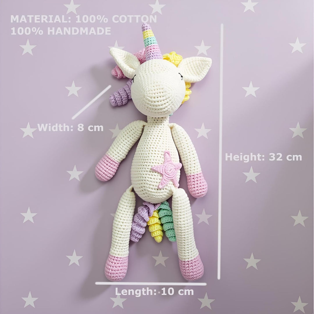 Handgehäkeltes Einhorn Stofftier, Amigurumi-Tierspielzeug, Handgehäkelte originelle Geschenke für Ba