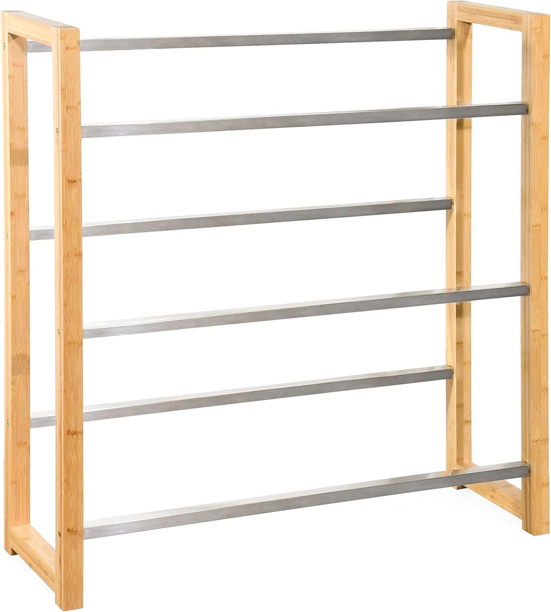 Floordirekt Getränkekistenregal für 3-6 Kisten aus Bambus & Stahl, stabiles und robustes Weinregal,