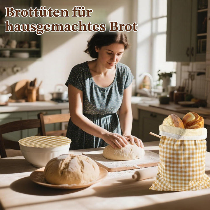 Brotbeutel wiederverwendbar 2er Set aus Baumwolle mit Bienenwachstuch – Brottasche zur Brotaufbewahr