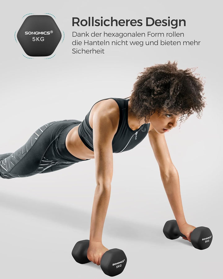 SONGMICS Hanteln, 2er Set,Hantelset, Kurzhanteln, Hexagon, Neopren-Beschichtung, Krafttraining, Work
