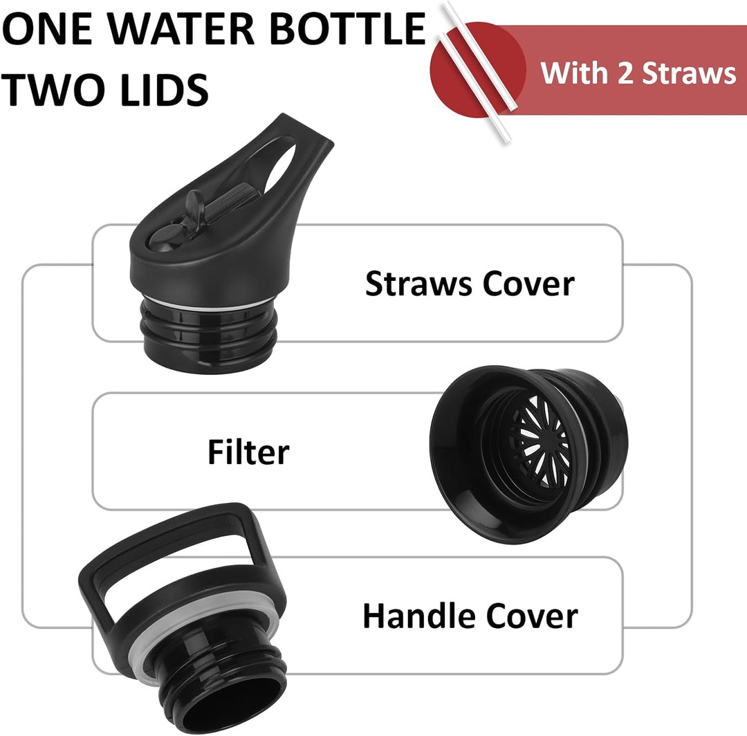 Trinkflasche Edelstahl, Sport Trinkflasche 1 liter, BPA-Freie, Thermosflasche, Doppelwandige Vakuumi