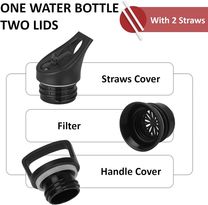 Trinkflasche Edelstahl, Sport Trinkflasche 1 liter, BPA-Freie, Thermosflasche, Doppelwandige Vakuumi