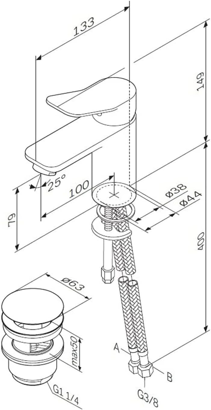 AM.PM X-Joy FXA82122 Wassersparende Einhebel-Waschtischarmatur, kratzfester Wasserhahn, leicht zu re