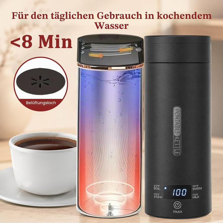 Herbst Reisewasserkocher Klein 500ML, Tragbarer Reise Wasserkocher mit Temperatureinstellung, Portab