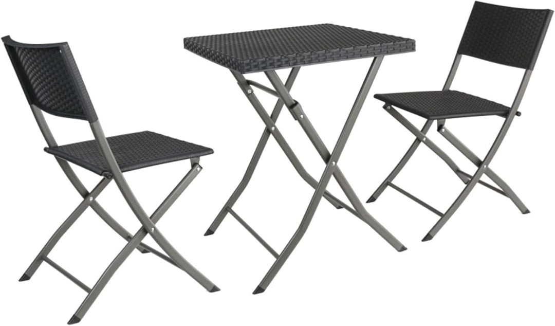 aro Outdoor Klapptisch, Stahl und Polypropylen, Rattan Optik, Grau, 58 x 58 x 76 cm, Wetterfest, für